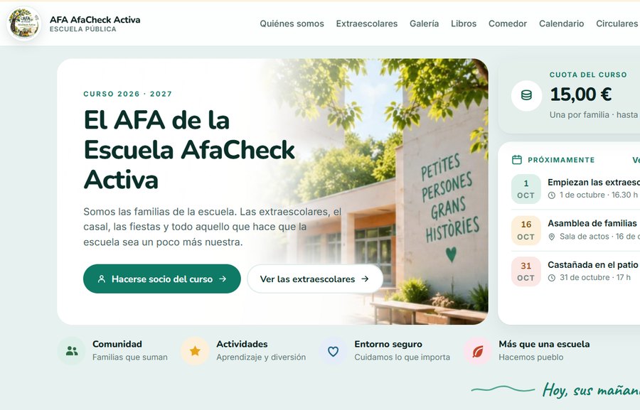 Web de l'AFA Escola AfaCheck Activa